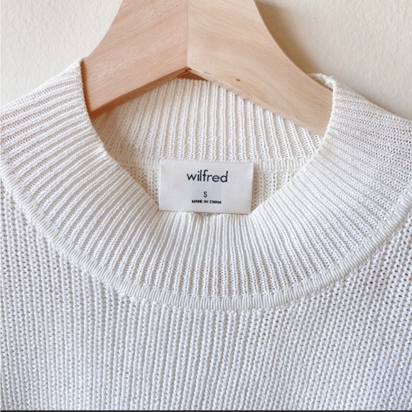 ARITZIA WILFRED White Cropped Mock Sweater - Picture 3 of 5